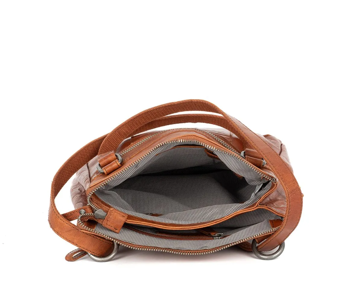 Leather Backpack/Shoulder Bag - Wyoming - Dark brown