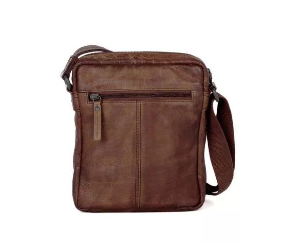 Leather Crossbody Bag - Jason - Dark brown