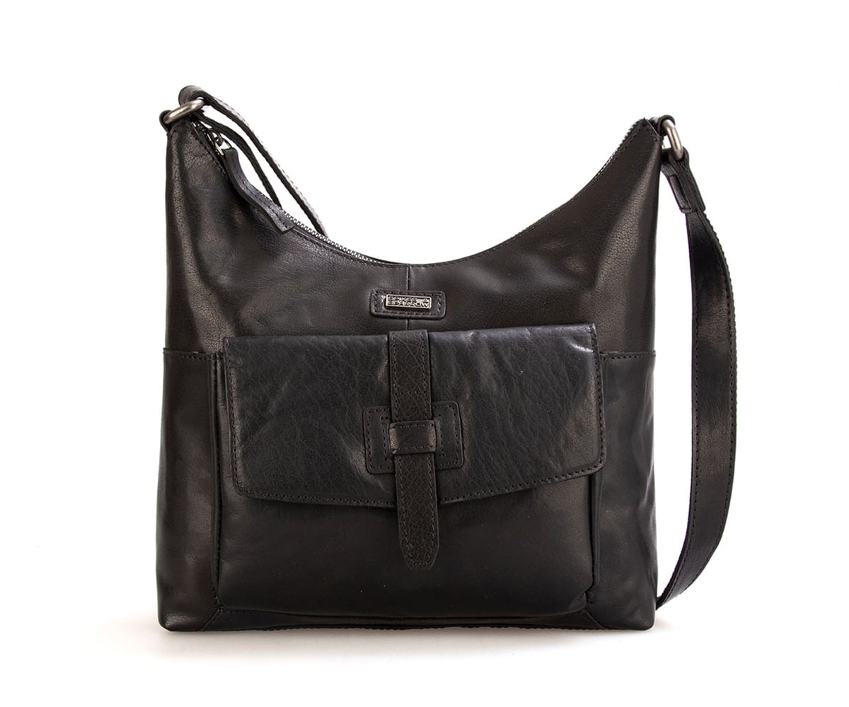 Leather Crossbody Bag - Alabama - Black