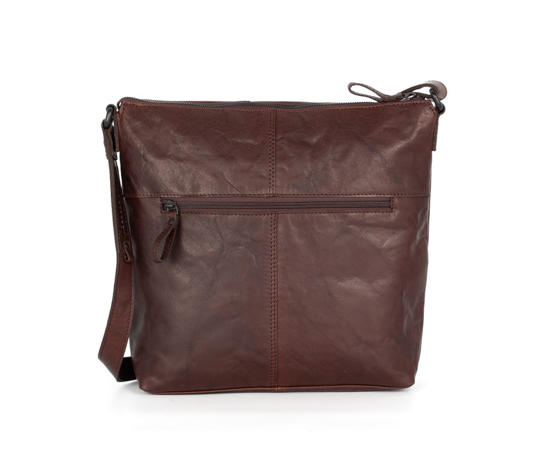 Leather Crossbody Bag - Amelia - Dark brown