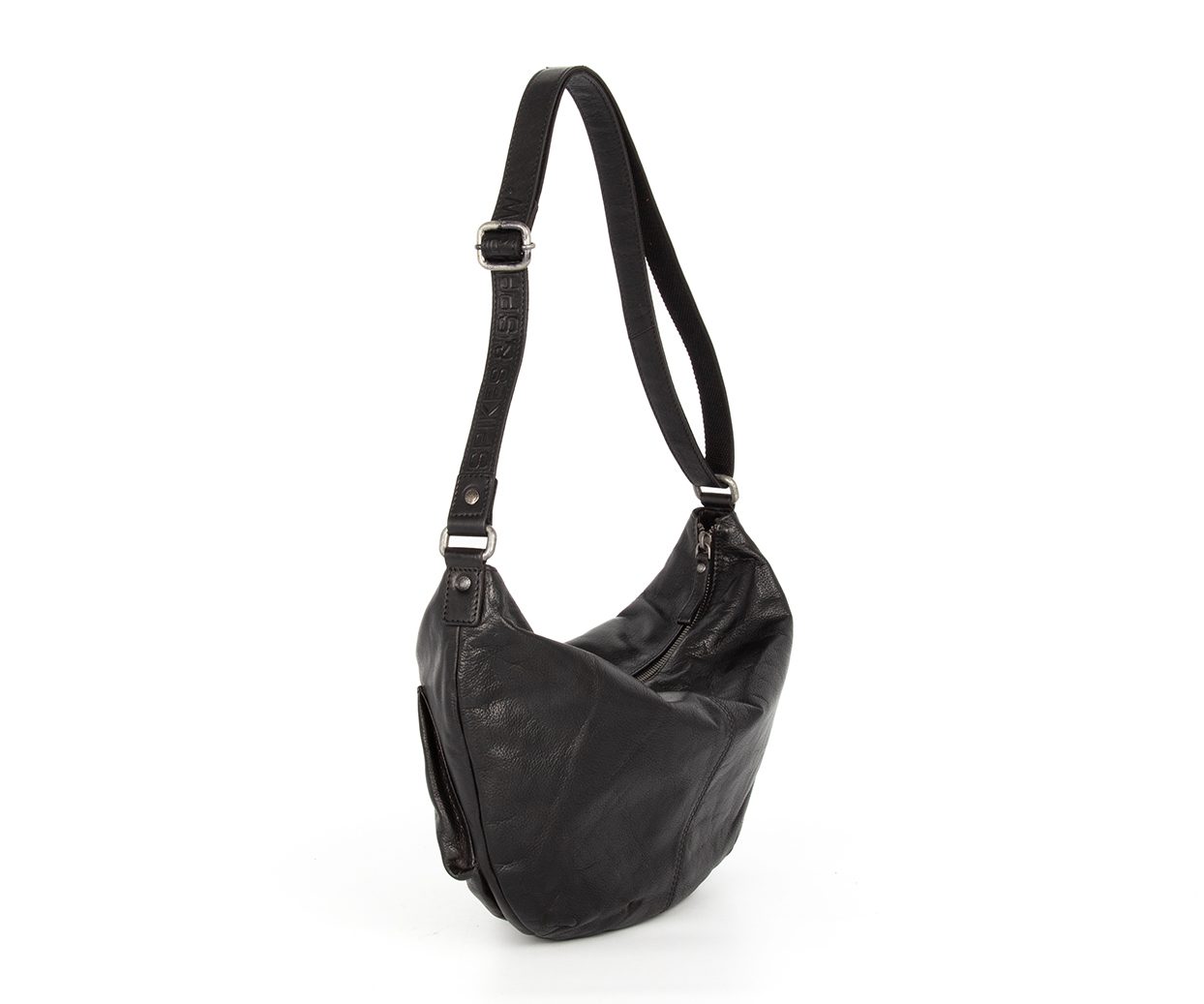 Leren tas dames vintage Claudio Ferrici Italy damestas / schoudertas - zwart - Dames tassen