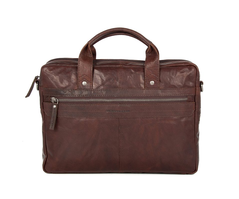 Leather Laptop Bag - Florida - Dark brown