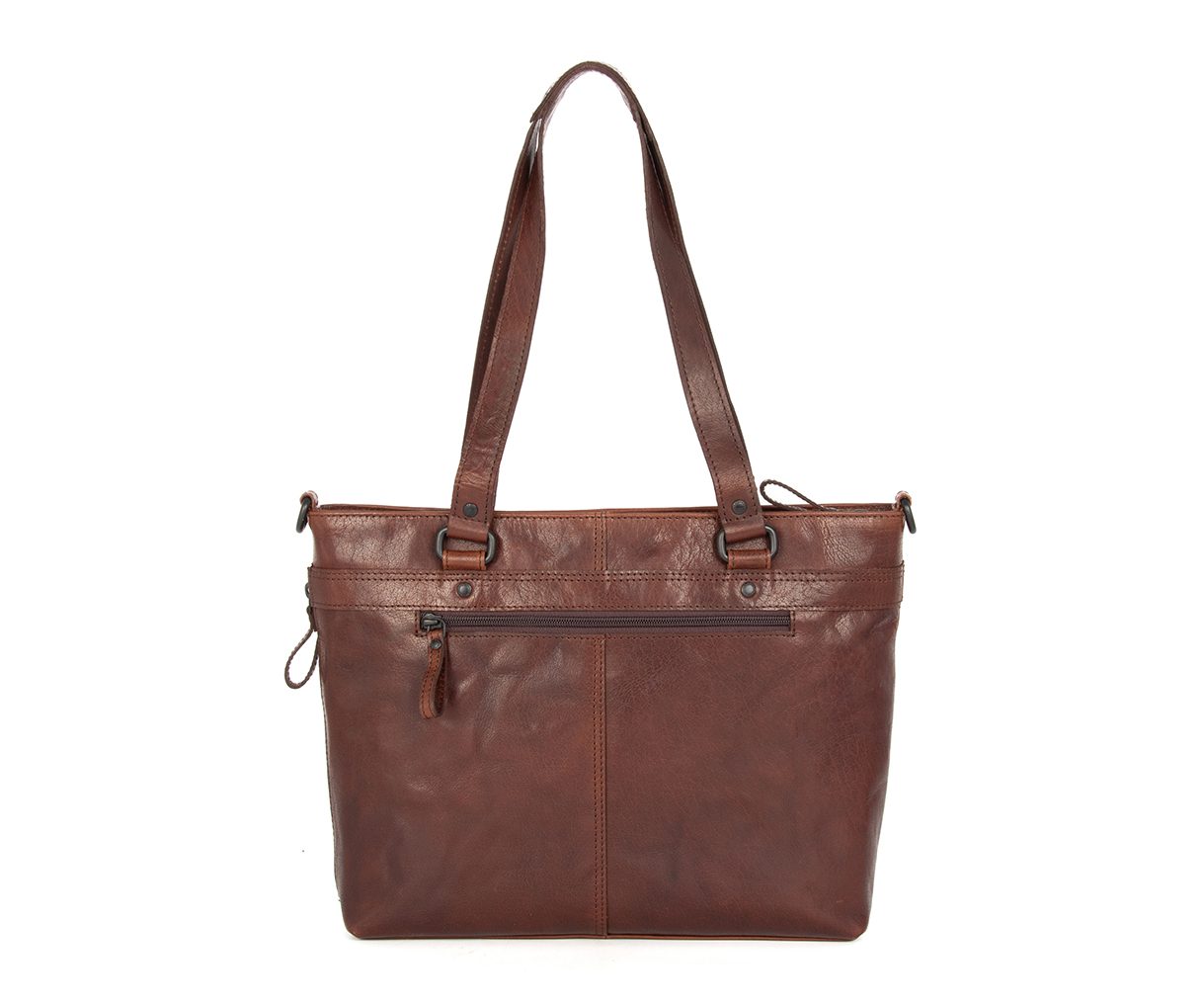 rough style bag／dark brown Leather Handbag - Cherish - Dark brown