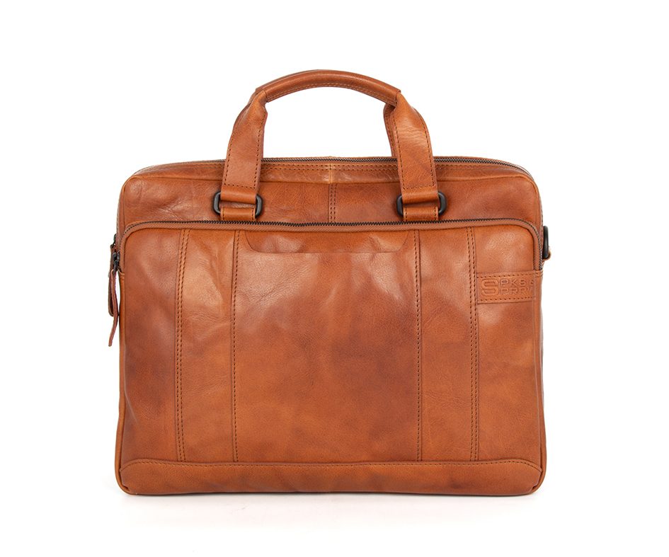 Leather Laptop Bag - Kharter - Brandy Cognac | Spikes & Sparrow