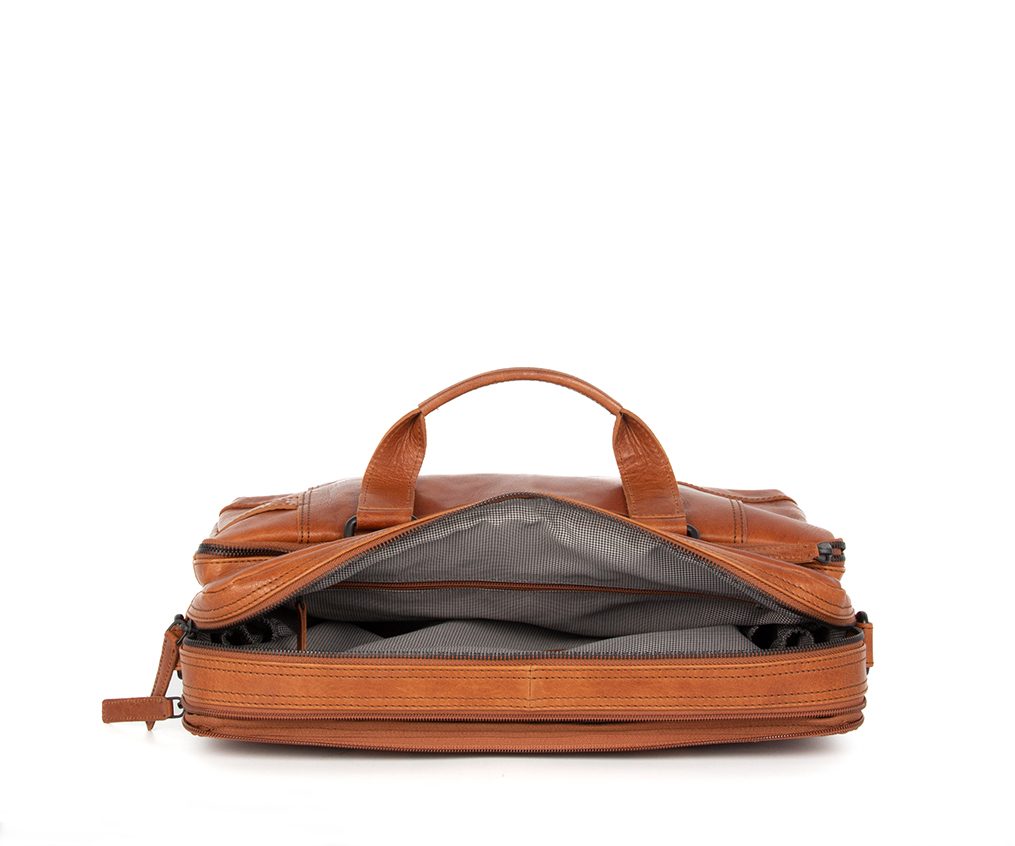 Leather Laptop Bag - Kharter - Brandy Cognac | Spikes & Sparrow