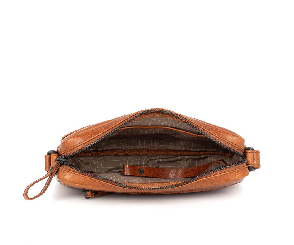 Leather Crossbody Bag Eva Brandy Cognac