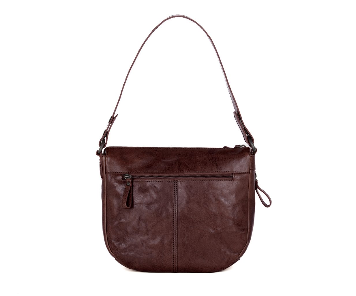 Leather Shoulder Bag - Carmen - Dark brown