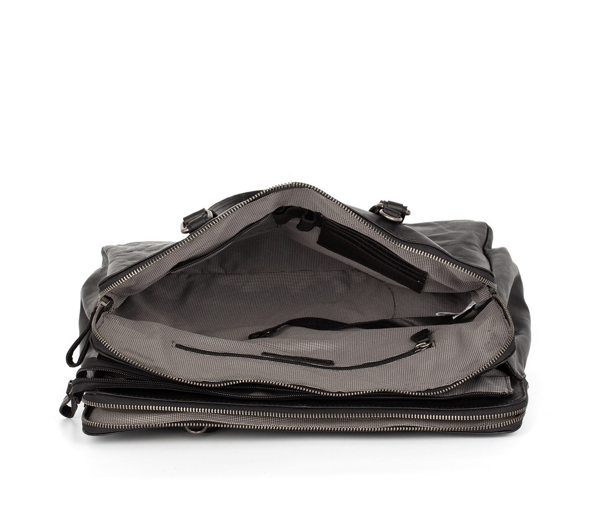 Leather Laptop Bag/Shoulder Bag - 15 inch - Kansas - Black