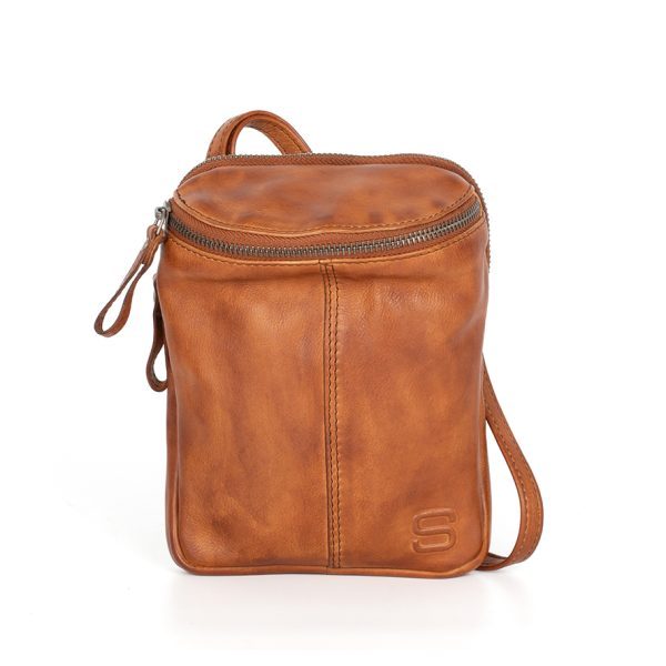 Leren Crossbodytas mini - Naomi - Brandy Cognac