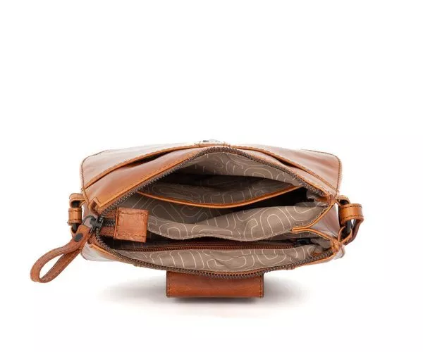 Leren Crossbodytas mini - Krystina - Brandy Cognac - Afbeelding 4