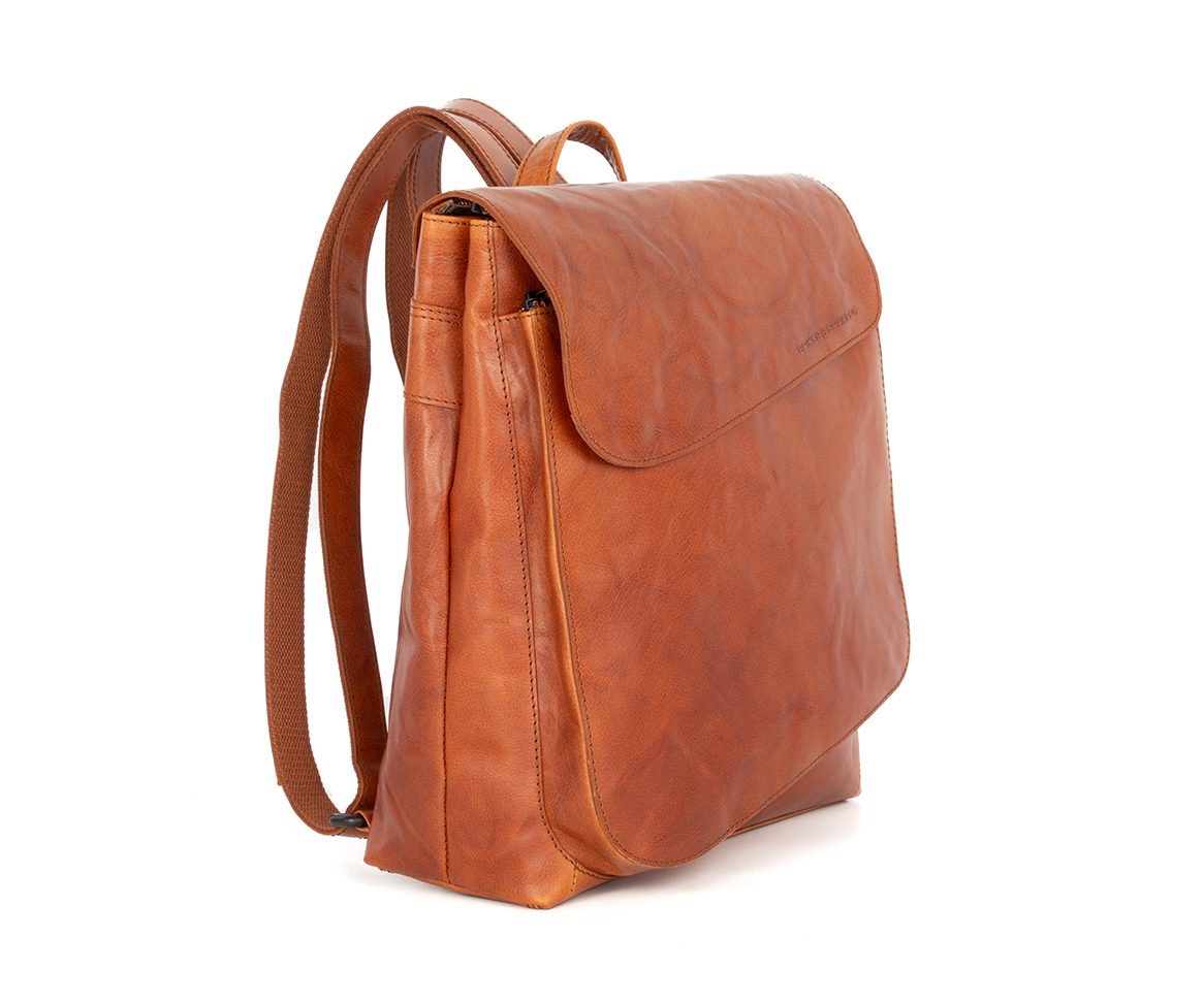 早い者勝ち‼️ch!iiibag Tanned Leather Bascket Leather Backpack - 13.3 inch - Tina - Brandy Cognac