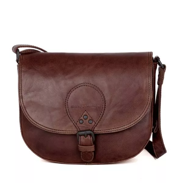 Leren Crossbodytas met klep - Nicolina - Donkerbruin