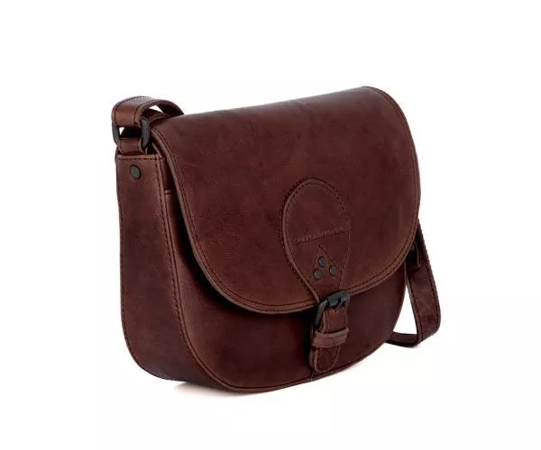 Leren Crossbodytas met klep - Nicolina - Donkerbruin - Image 2