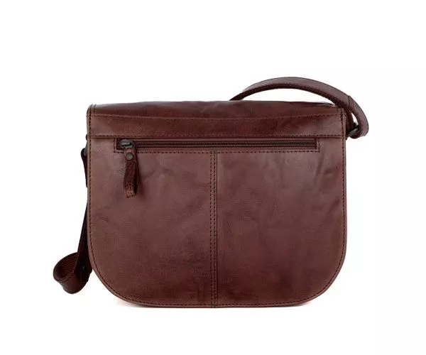 Leren Crossbodytas met klep - Nicolina - Donkerbruin - Image 3