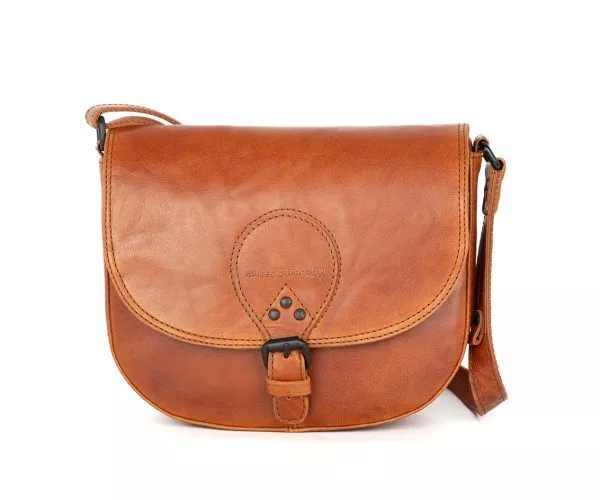 Leren Crossbodytas met klep - Nicolina - Brandy Cognac
