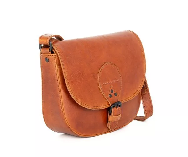 Leren Crossbodytas met klep - Nicolina - Brandy Cognac - Afbeelding 2