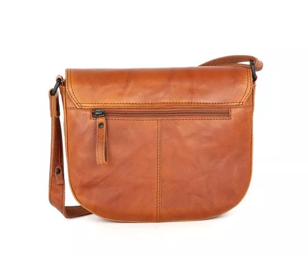 Leren Crossbodytas met klep - Nicolina - Brandy Cognac - Afbeelding 3