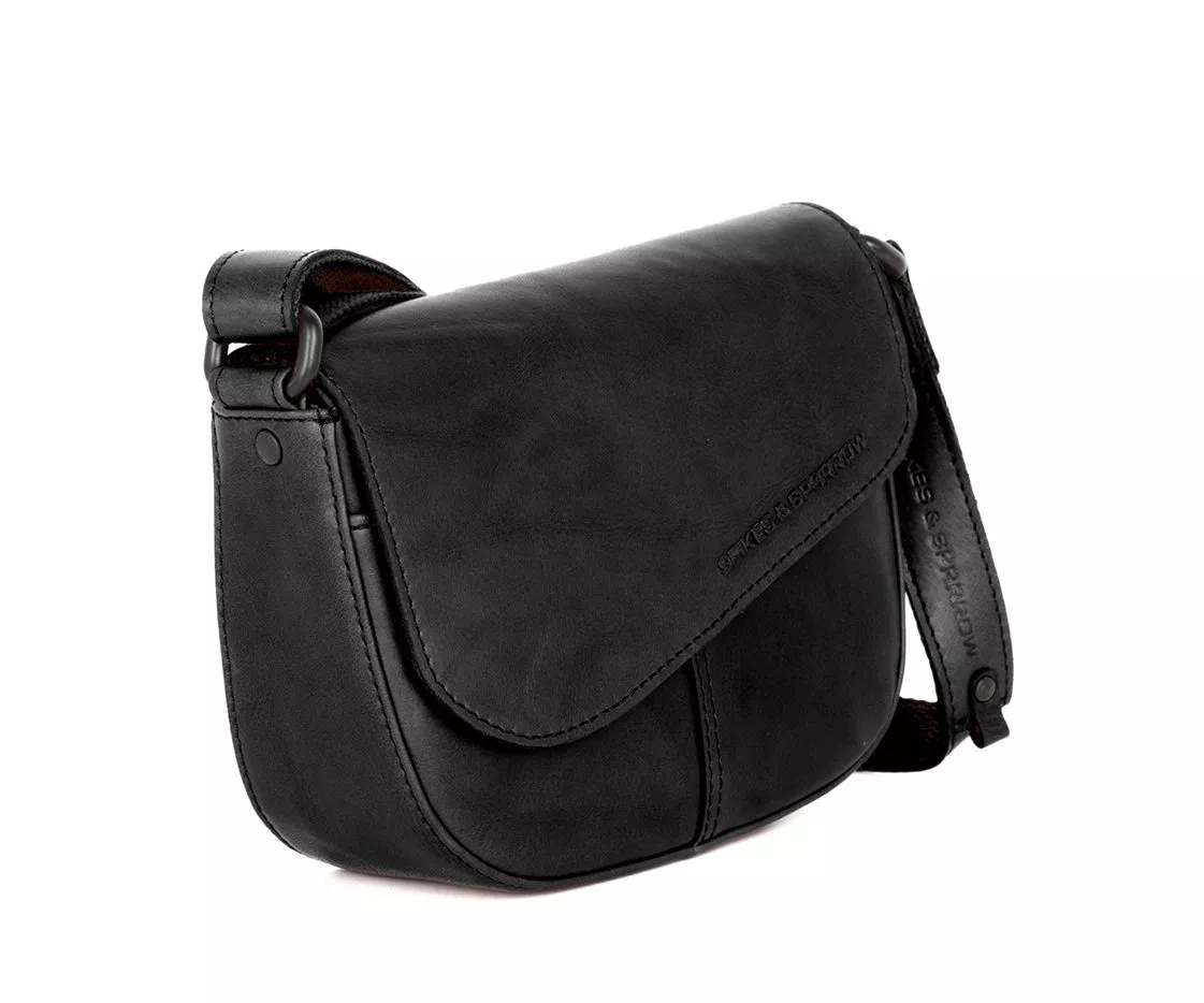 Leren Crossbodytas met klep - Genya - Zwart - Afbeelding 3