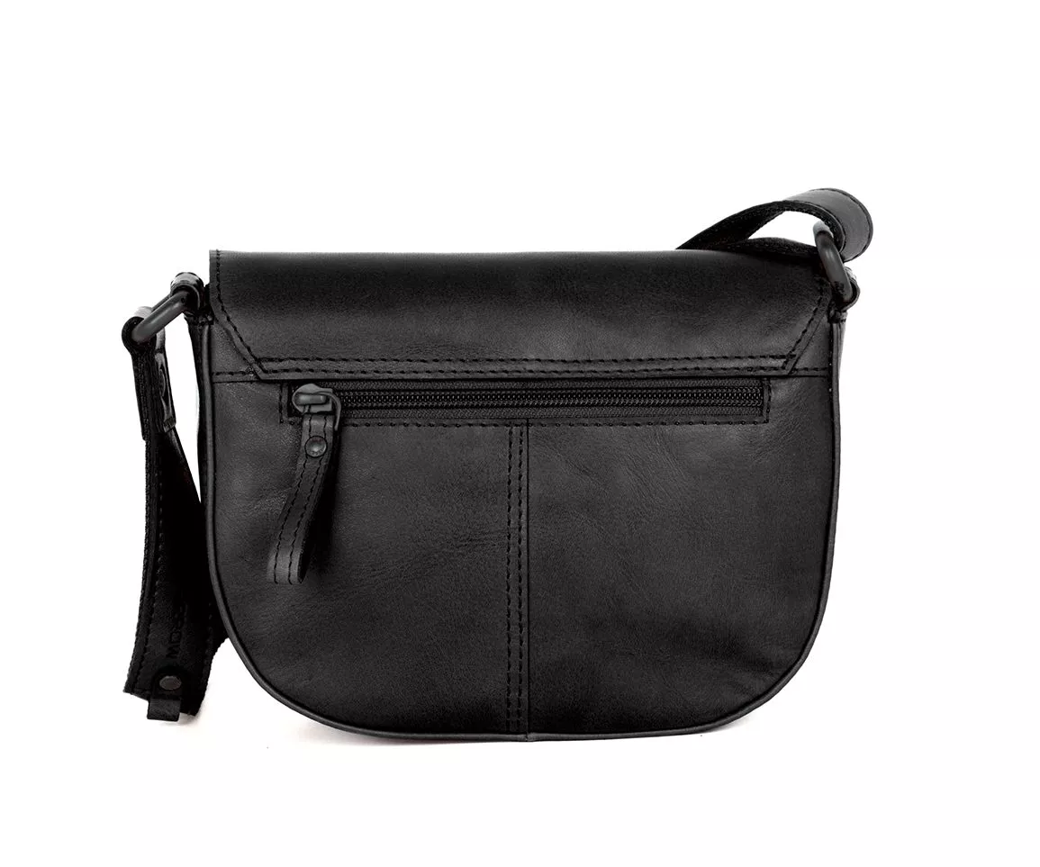 Leren Crossbodytas met klep - Genya - Zwart - Afbeelding 4
