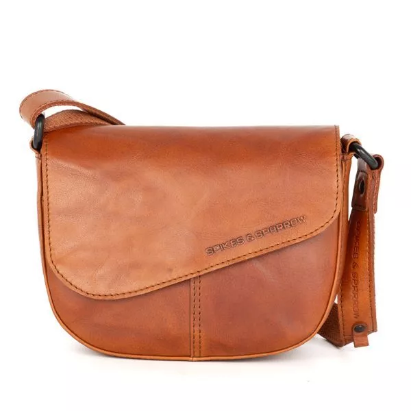 Leren Crossbodytas met klep - Genya - Brandy Cognac