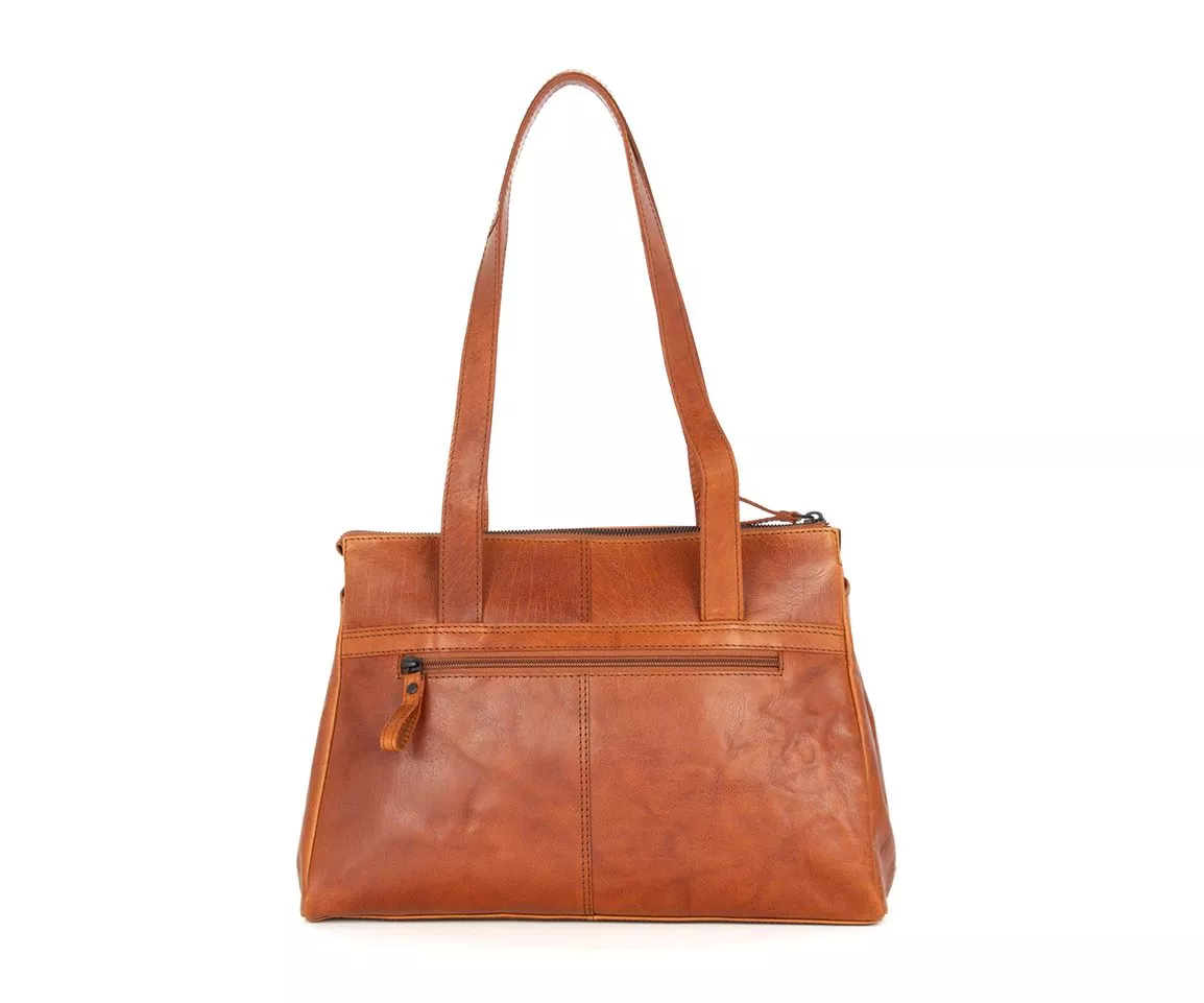 Leren Handtas - Rivka - Brandy Cognac - Afbeelding 4