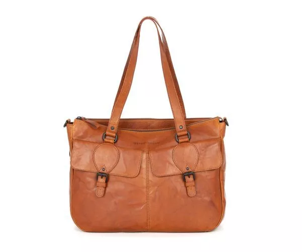 Leren Laptop Schoudertas - Fee - Brandy Cognac
