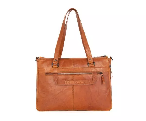 Leren Laptop Schoudertas - Fee - Brandy Cognac - Afbeelding 4