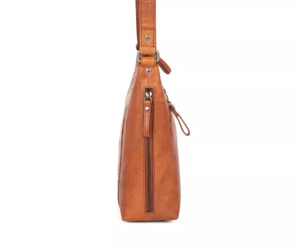 Leren Crossbodytas - Jessyca - Brandy Cognac - Afbeelding 5