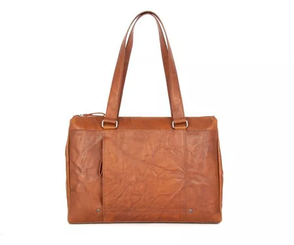 Leren Laptop Schoudertas - Maureen - Brandy Cognac