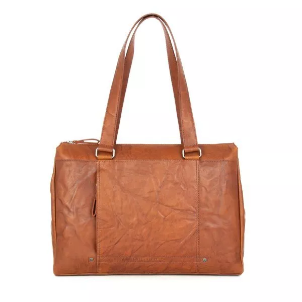 Leren Laptop Schoudertas - Maureen - Brandy Cognac
