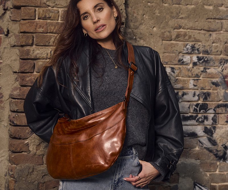 Leather Crossbody Bag - Sian - Brandy Cognac