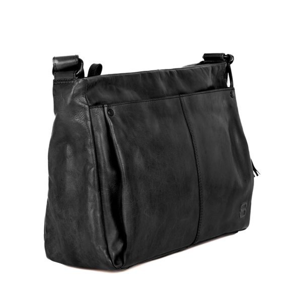 Zijaanzicht Leren Crossbodytas – Charmayne – Zwart