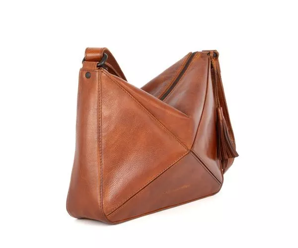 Leren Crossbodytas - Lilla - Brandy Cognac - Afbeelding 3