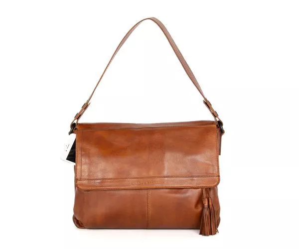 Leren Laptop Schoudertas - Lorin - Brandy Cognac