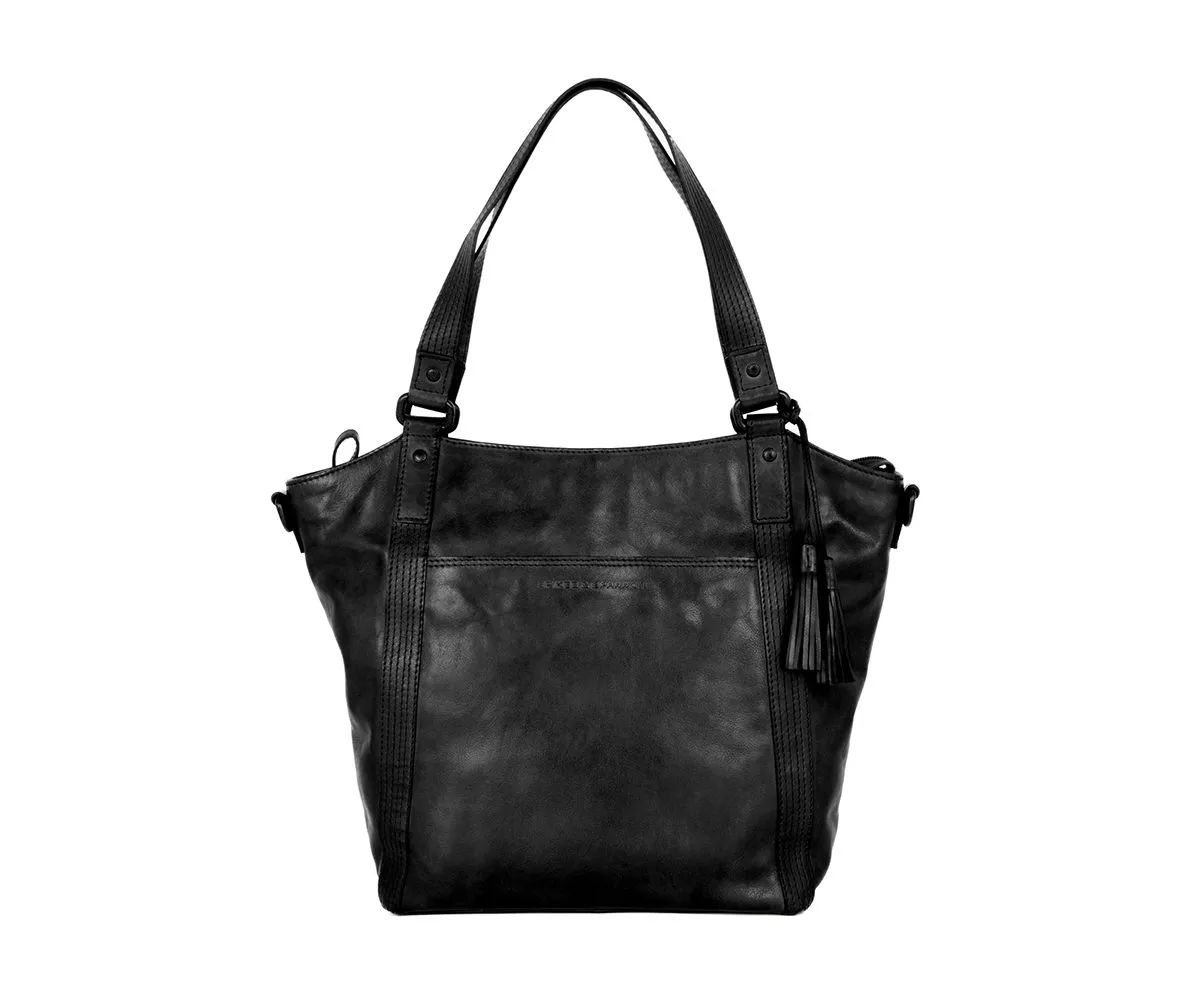 Vooraanzicht Leren Shopper – Lexandra – Zwart