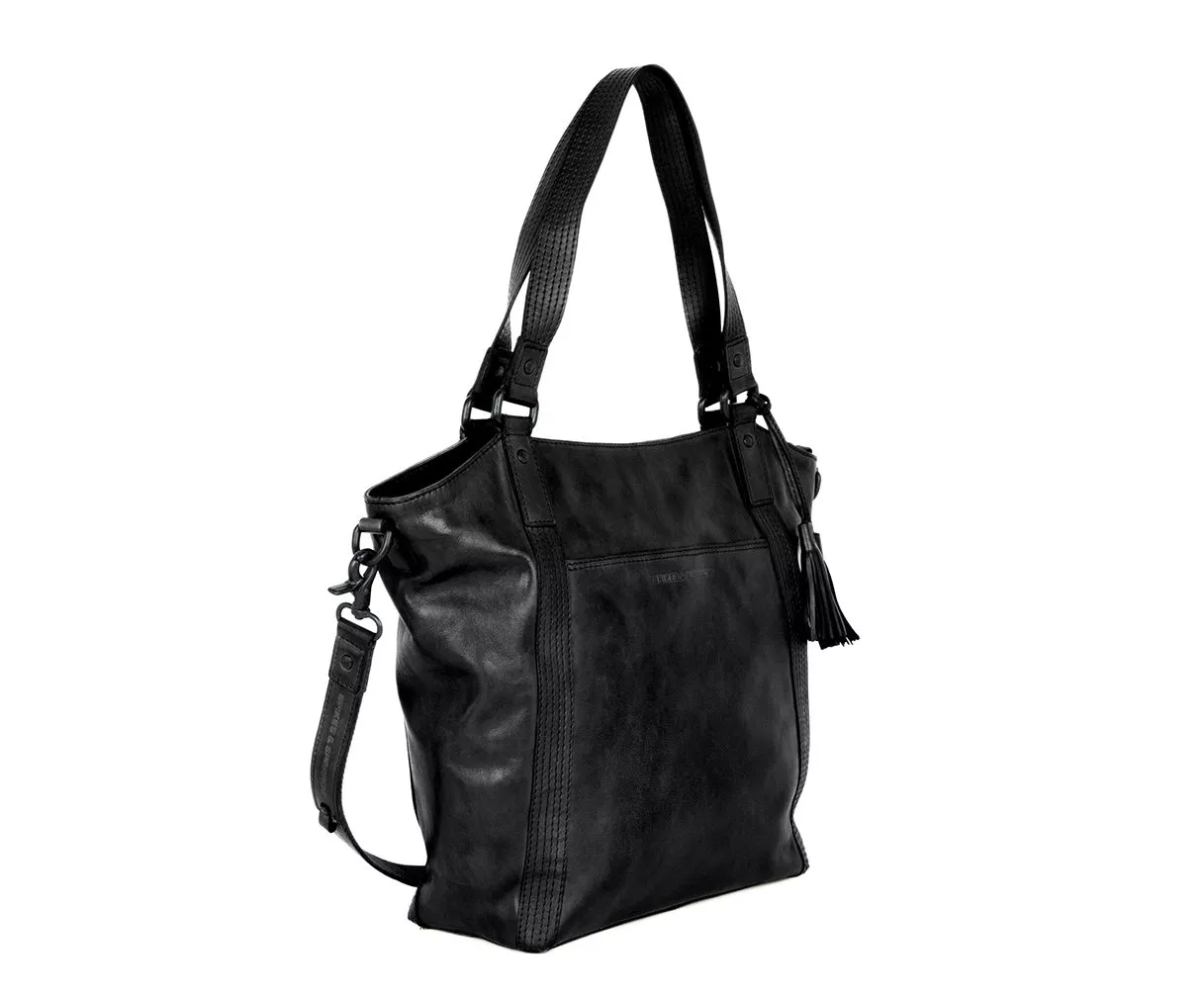 Zijaanzicht Leren Shopper – Lexandra – Zwart