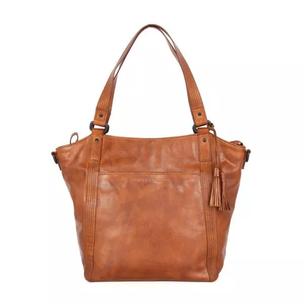 Vooraanzicht Leren Shopper – Lexandra – Brandy Cognac