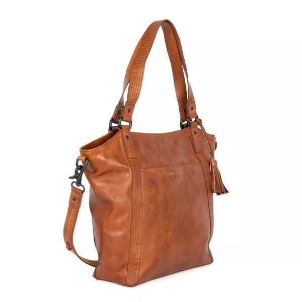 Zijaanzicht Leren Shopper – Lexandra – Brandy Cognac