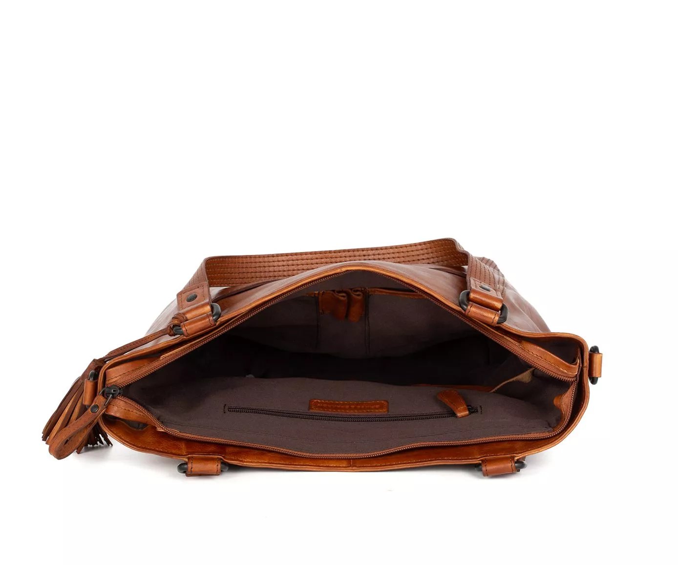 Bovenaanzicht Leren Shopper – Lexandra – Brandy Cognac