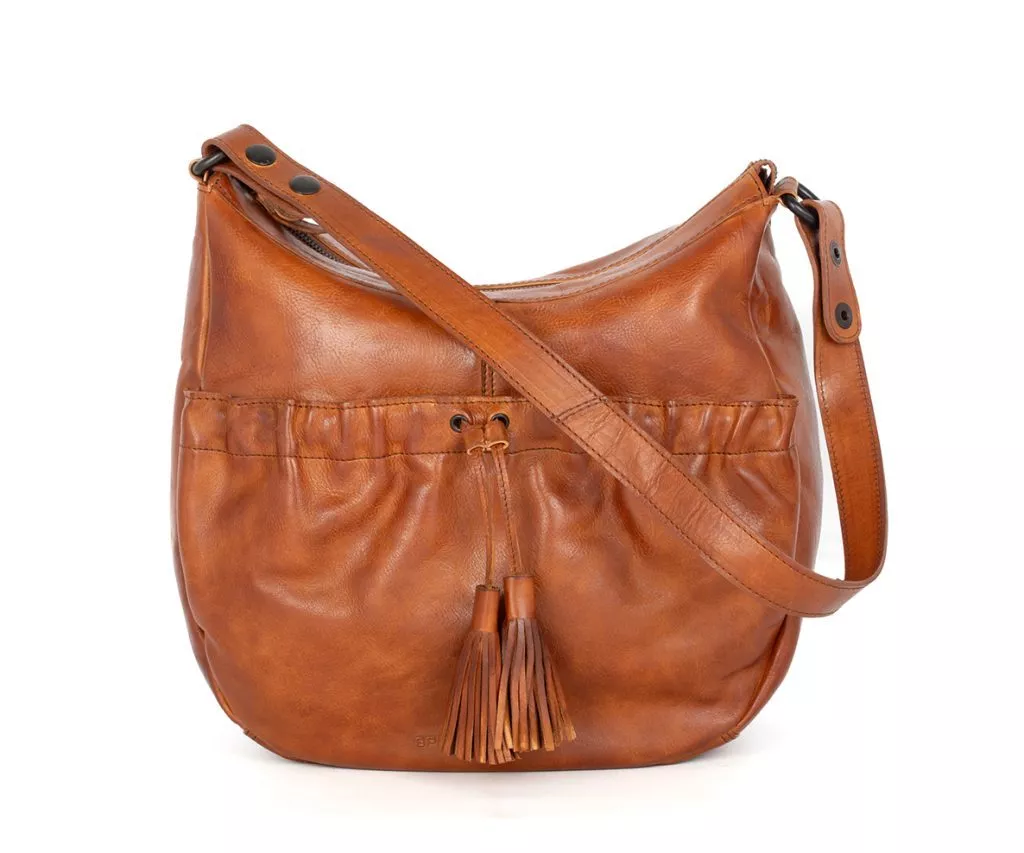 Vooraanzicht Leren Schoudertas – Jinny – Zwart