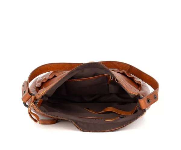 Leather Shoulder Bag - Jinny - Brandy Cognac
