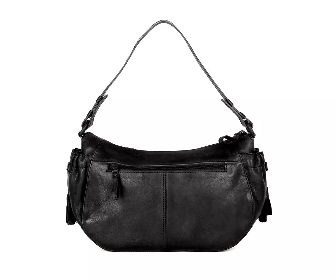 Achteraanzicht Leren Schoudertas – Misti – Zwart