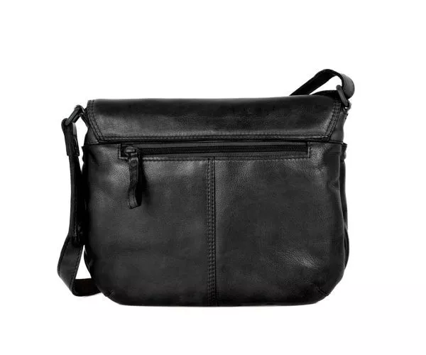 Leren Crossbodytas met klep - Feline - Zwart - Afbeelding 4
