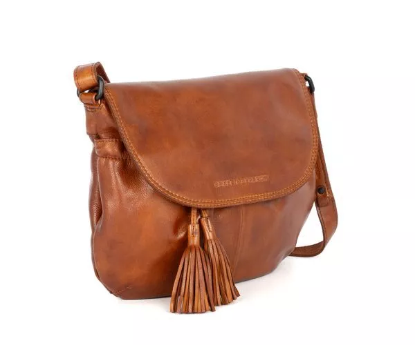 Leren Crossbodytas met klep - Feline - Brandy Cognac - Afbeelding 3