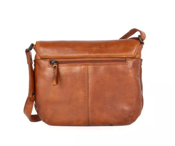 Leren Crossbodytas met klep - Feline - Brandy Cognac - Afbeelding 4
