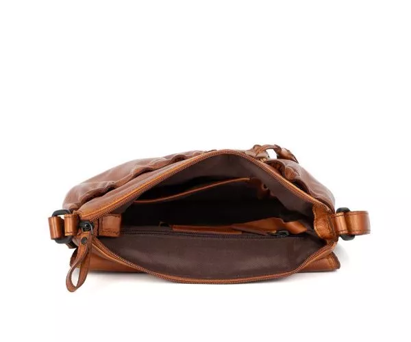 Leren Crossbodytas met klep - Feline - Donkerbruin - Afbeelding 5