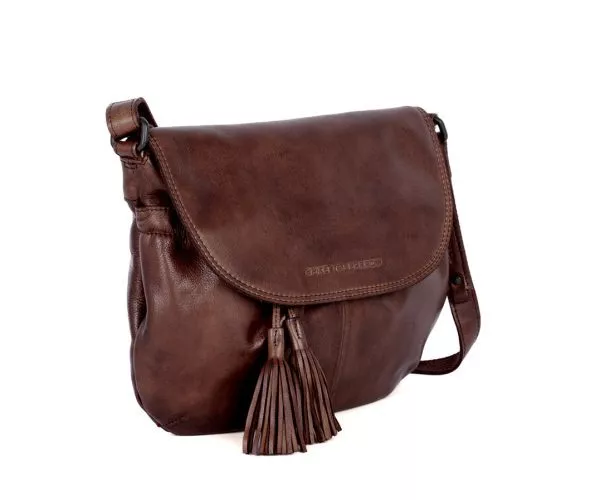 Leren Crossbodytas met klep - Feline - Donkerbruin - Afbeelding 3