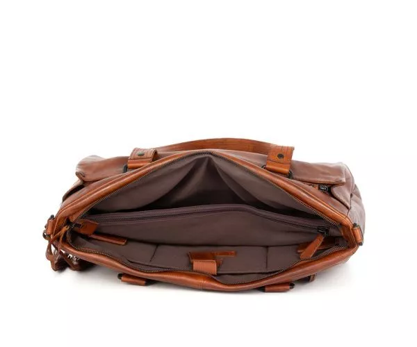 Leren Laptop Schoudertas - Chrissey - Brandy Cognac - Afbeelding 4