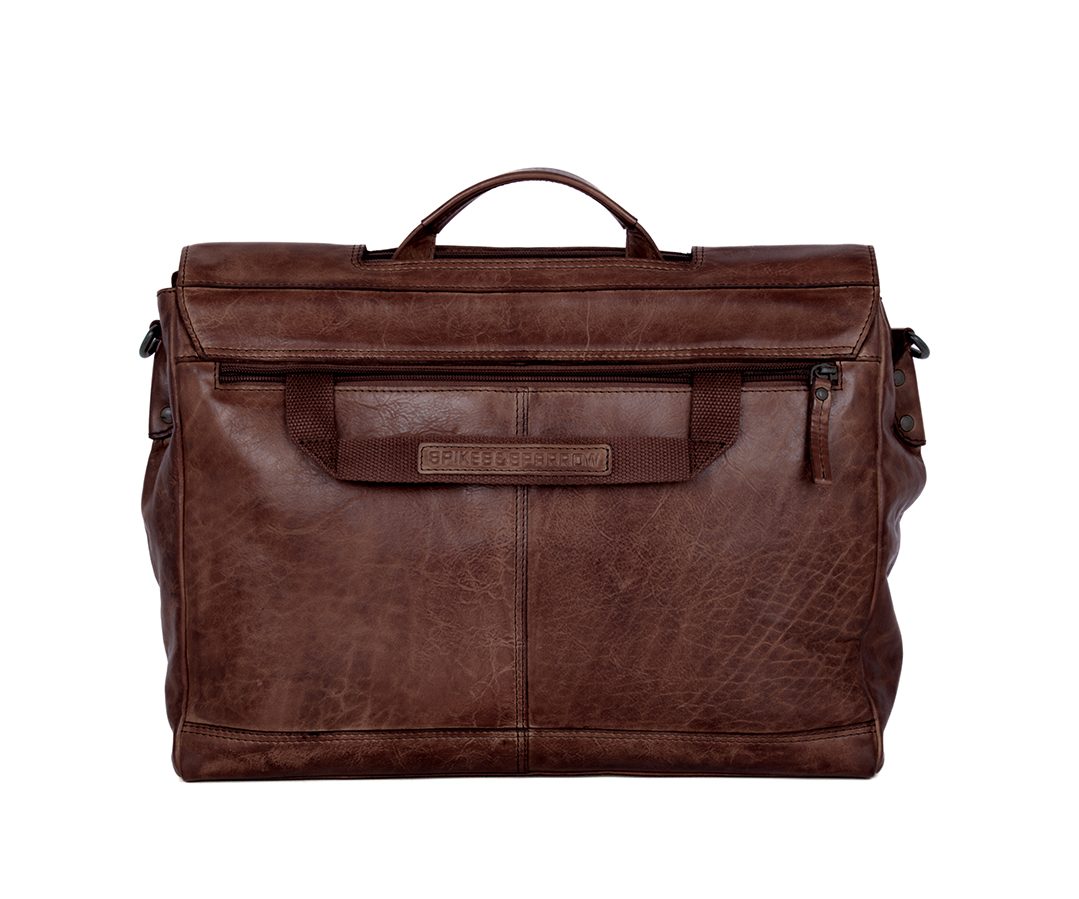 Leather Laptop Bag - 15.6 inch - Benzo - Dark Brown