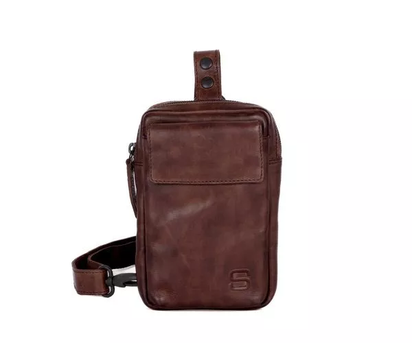 Vooraanzicht Leren Slingbag – Harris – Donkerbruin